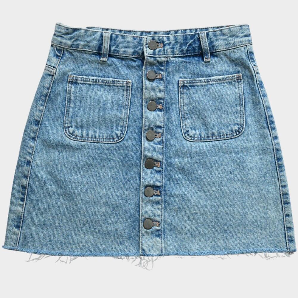 ZARA Cutoff Button Up Denim Skirt Size S
